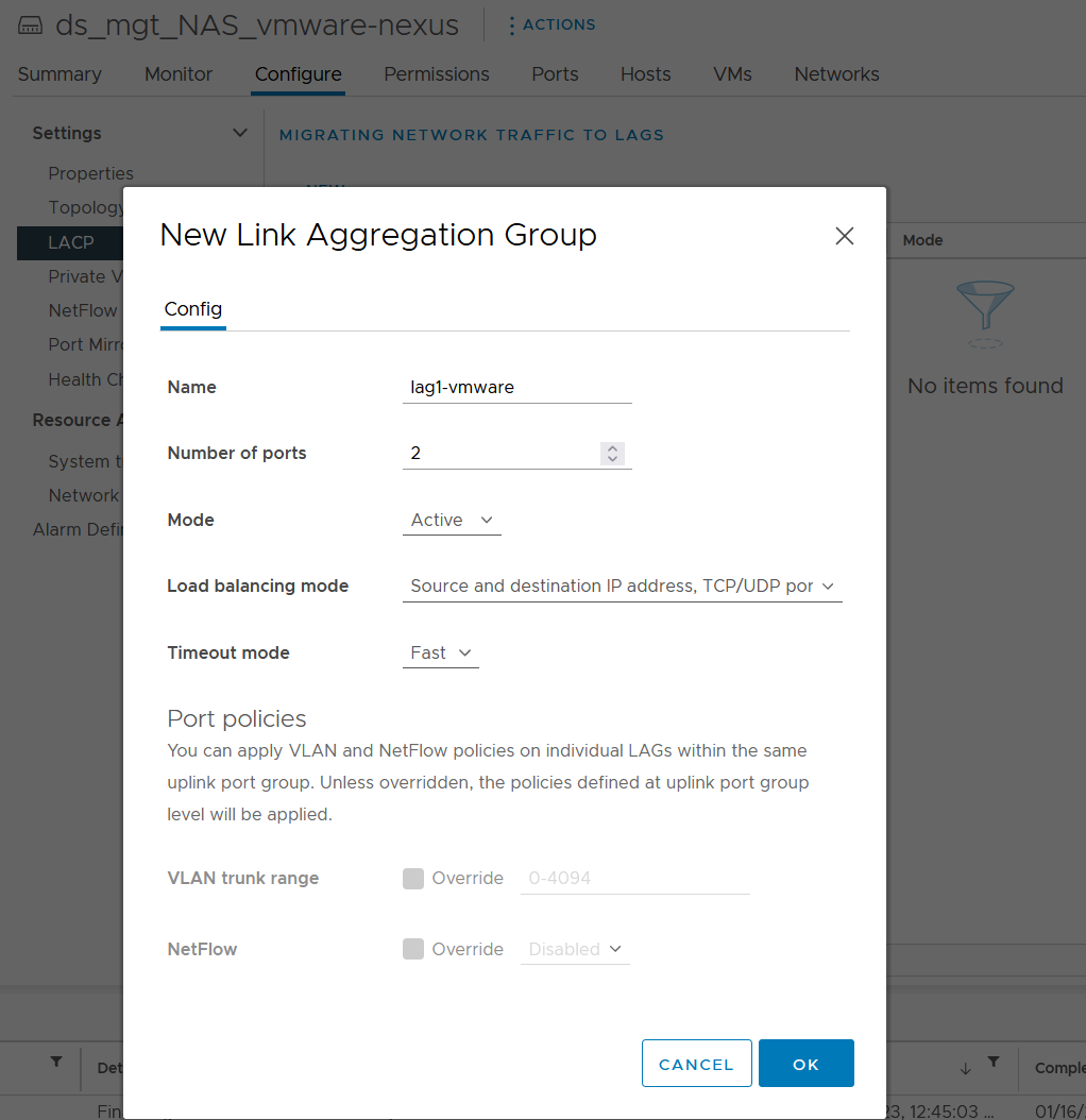 vDS Migration Start using LAG and its benefits on a validated design